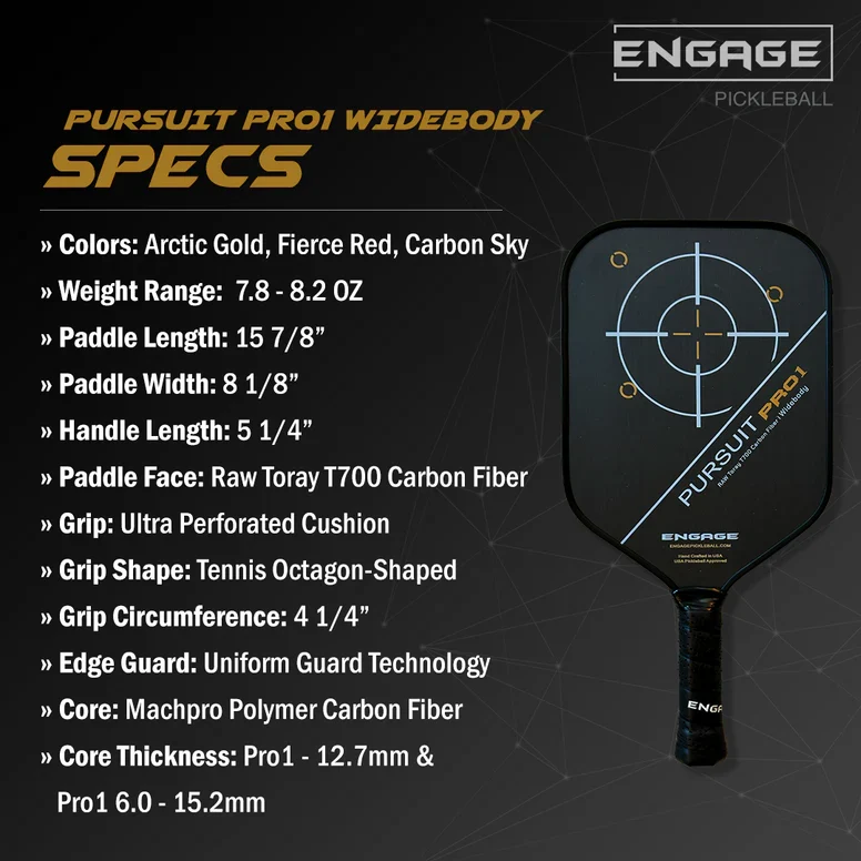 Engage Pursuit Pro1 Widebody Pickleball Paddle