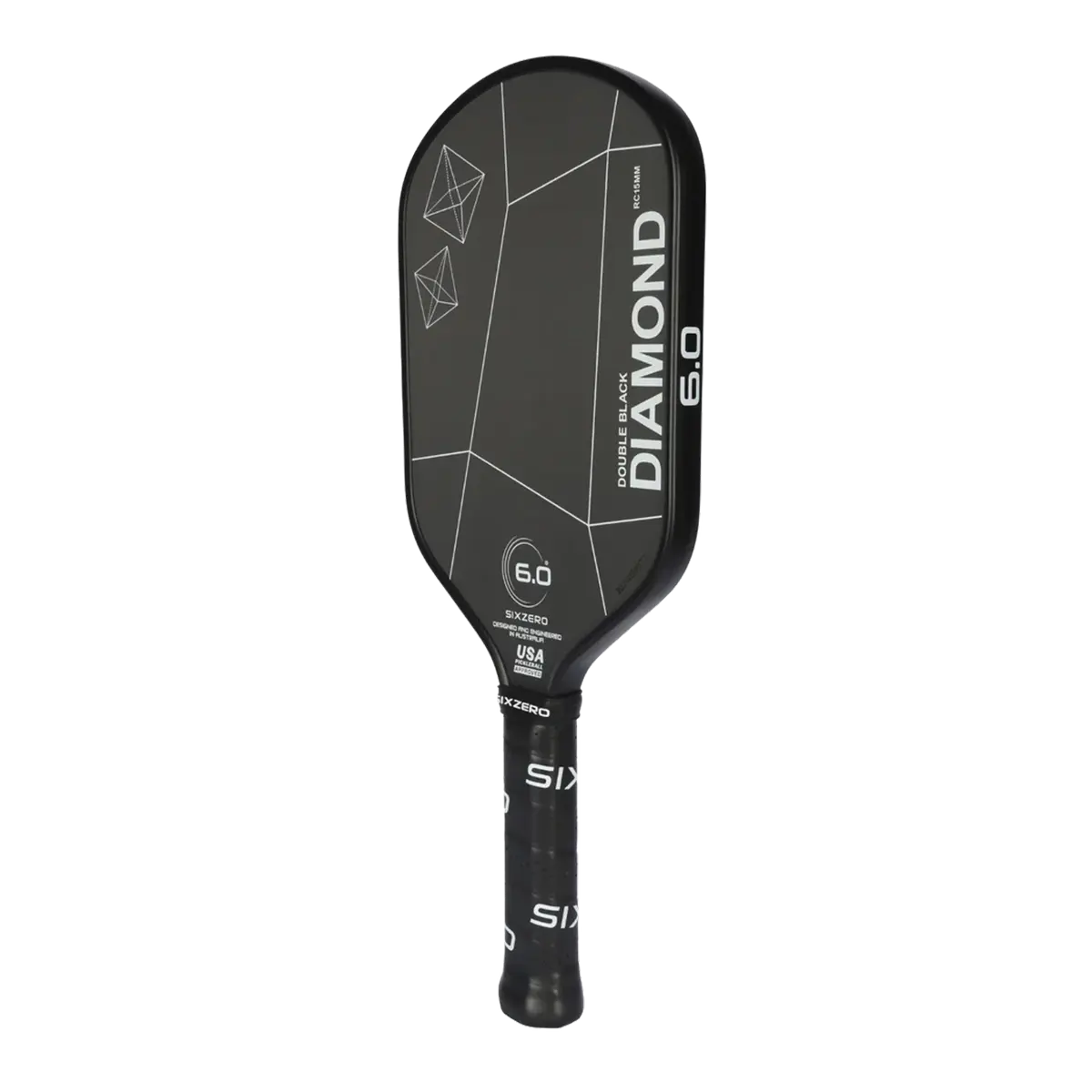 Six Zero Double Black Diamond Elongated Control 15mm Pickleball Paddle