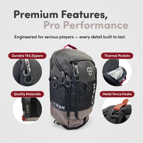 CRBN Pro Team Pickleball Backpack — Thermal-Lined 3-Paddle Storage