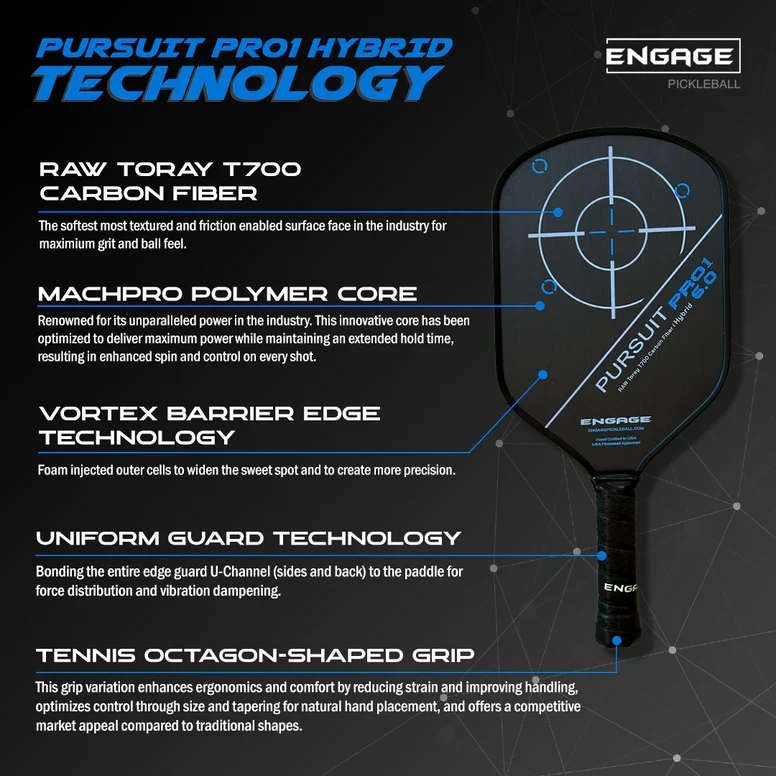 Engage Pursuit Pro1 6.0 Hybrid Pickleball-Schläger
