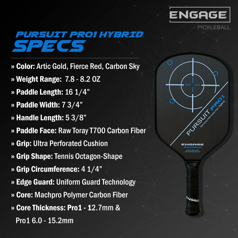 Engage Pursuit Pro1 Hybrid Pickleball Paddle