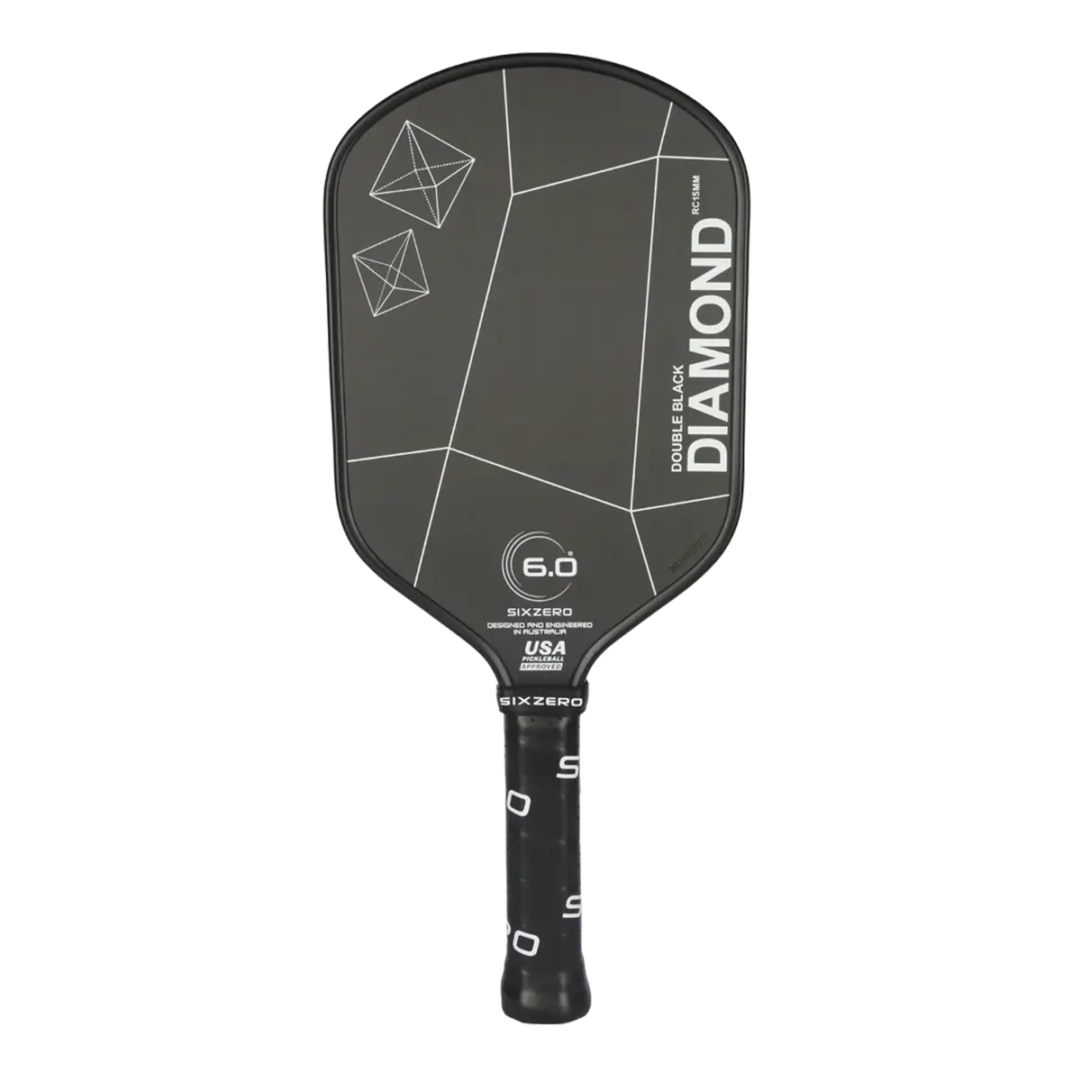 Six Zero Double Black Diamond Elongated Control 15mm Pickleball Paddle