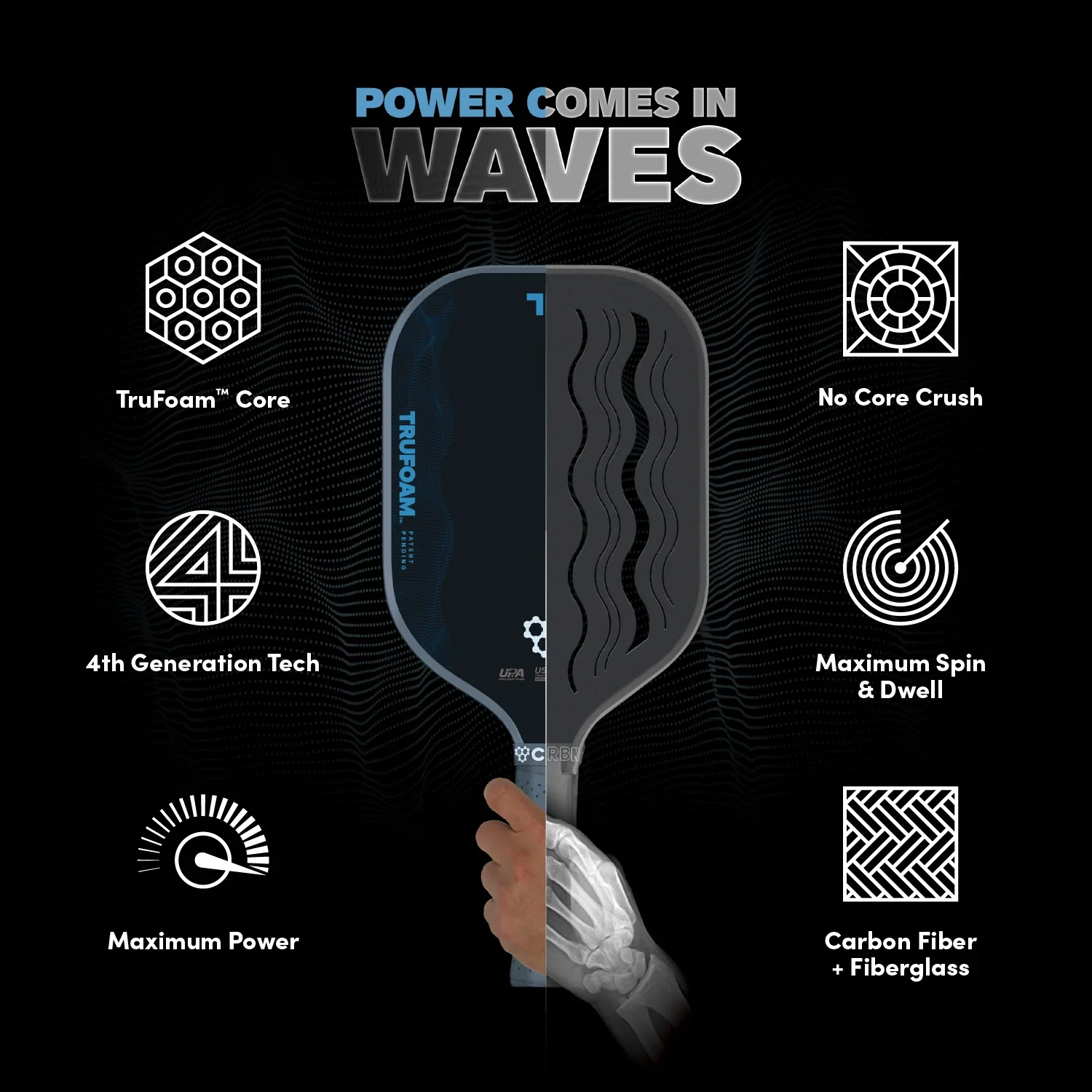 Pala de pickleball CRBN³ TRUFOAM Waves