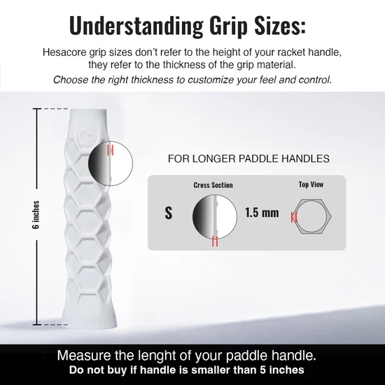 Hesacore Pickleball Elongated Grip - 6 Inches Long - Regular Soft Feel