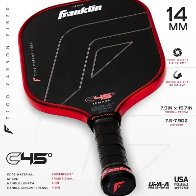 Paleta de pickleball Franklin C45 Tempo de fibra de carbono