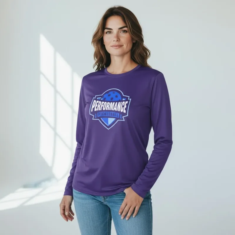Performance Long Sleeve Shirt: Winter Blue Logo