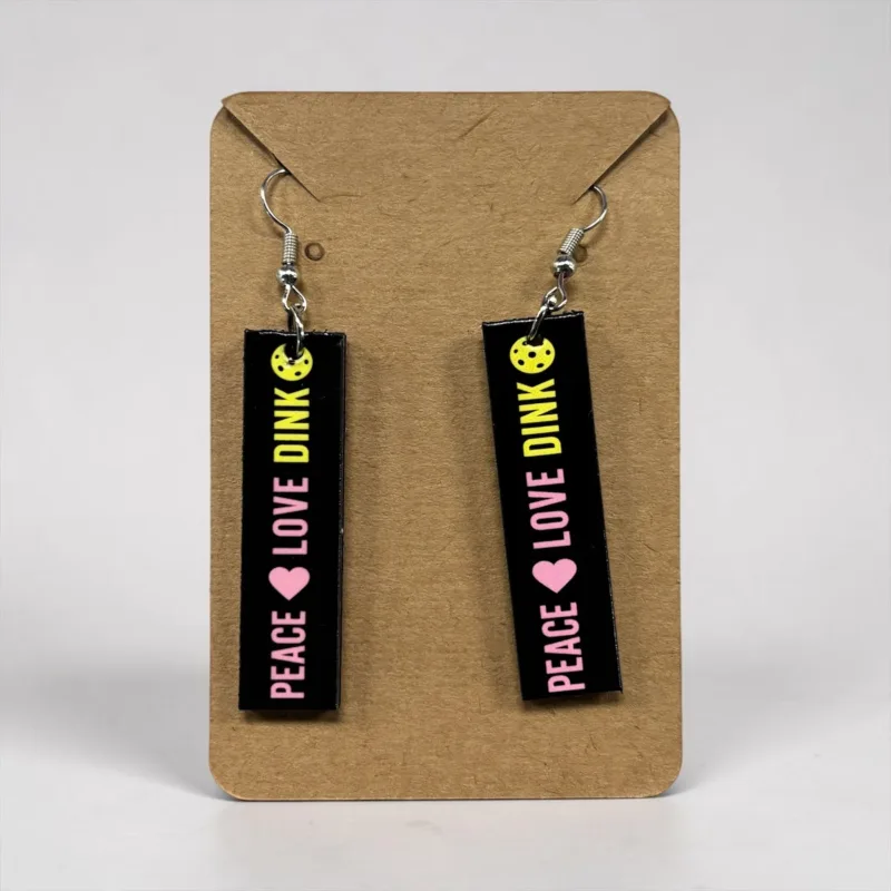 Slim Bar Wooden Pickleball Earrings