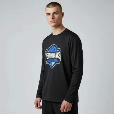 Performance Long Sleeve Shirt: Winter Blue Logo