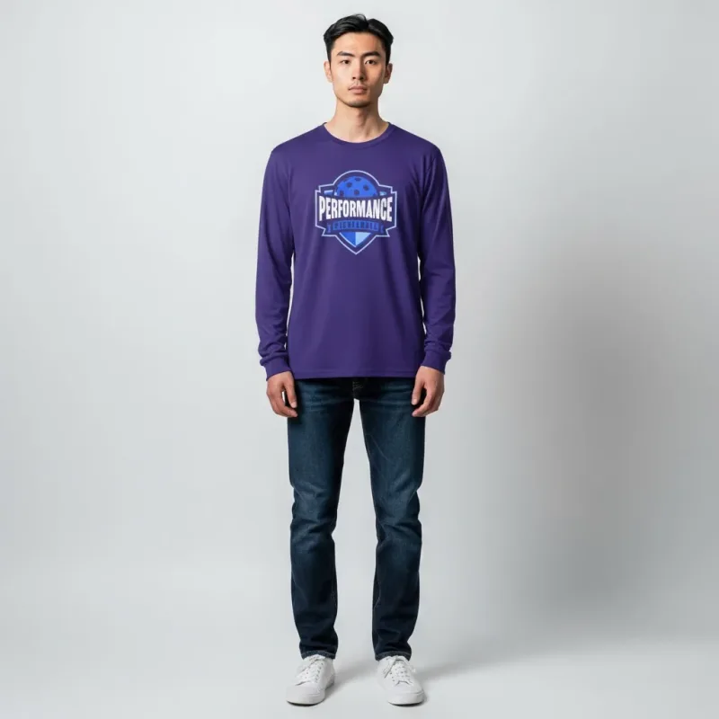 Performance Long Sleeve Shirt: Winter Blue Logo